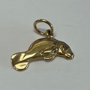 Solid 14k Gold Manatee Pendant Charm